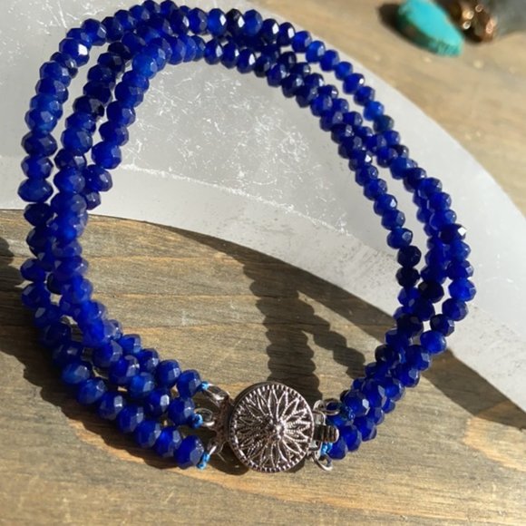 Alquimia Jewelry - TRIPLE STRING BURMA SAPPHIRE STATEMENT BRACELET
